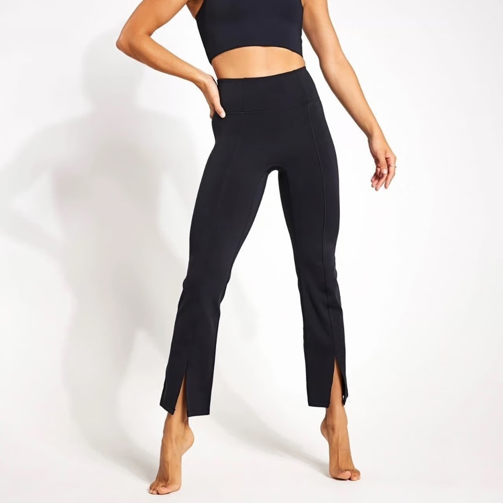 Girlfriend Collective Luxe Split Hem Leggings Small Black